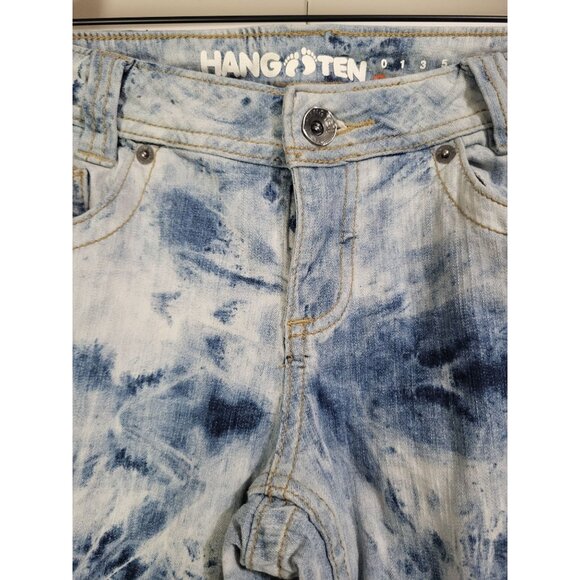 Hang Ten Juniors SZ 7 Y2K Acid Wash Bleach Dye Style Skinny Jeans - Picture 4 of 9